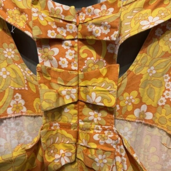 Retro Vintage Racerback (with Mini Bows) Mod Floral late 60s/ 70s Mini Dress - Picture 14 of 16